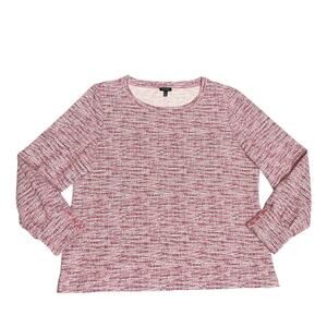Talbots Marled Red Textured Knit Long Sleeve Top Size XL